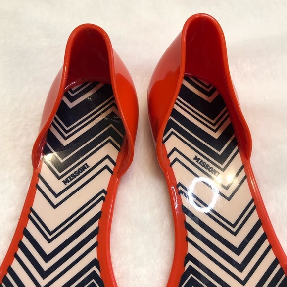 Missoni Orange Red Bow Jelly Flat Peep Toe Sandal Women Size 40 Flawed - Picture 5 of 11